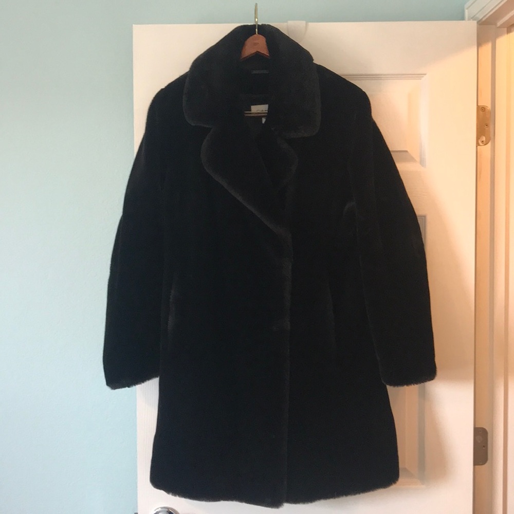 Calvin Klein Black “Fur” Coat - Medium